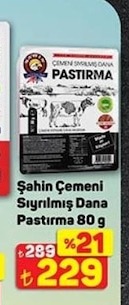 Şahin Çemeni Sıyrılmış Dana Pastırma 80 G