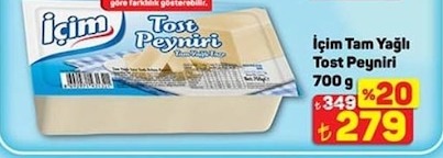 İçim Tam Yağlı Tost Peyniri 700 G