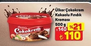 Ülker Çokokrem Kakaolu Fındık Kreması 500 G