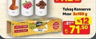 Tukaş Konserve Mısır 3X150 G
