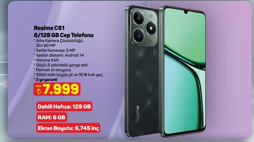 Realme C61 6/128 Gb Cep Telefonu