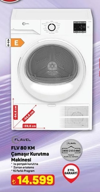 Flavel Flv 80 Km Çamaşır Kurutma Makinesi