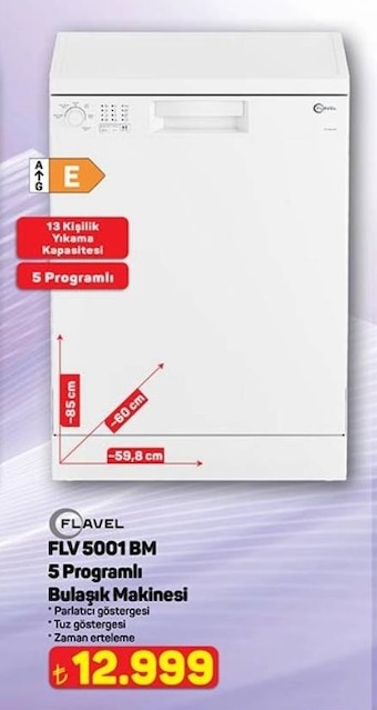 Flavel Flv 5001 Bm 5 Programlı Bulaşık Makinesi