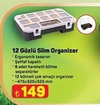 12 Gözlü Slim Organizer
