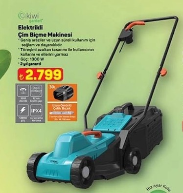 Kiwi Garden Elektrikli Çim Biçme Makinesi