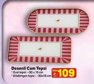 Desenli Cam Tepsi