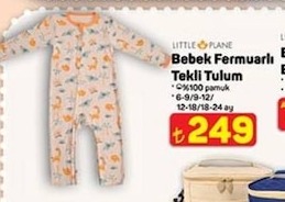 Little Plane Bebek Fermuarlı Tekli Tulum