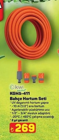 Kiwi Garden Kghs-411 Bahçe Hortum Seti