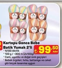 Kartopu Gonca Bebe Batik Yumak 2'Li