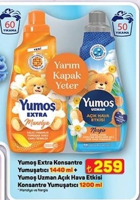 Yumos Extra Konsantre Yumusatici 1440 Ml + Yumos Uzman Acik Hava Etkisi Konsantre Yumusatici 1200 Ml