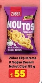 Züber Ekşi Krema & Soğan Çeşnili Nohut Cipsi 55 G