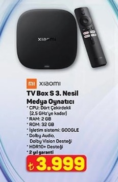 Xiaomi Tv Box S 3. Nesil Medya Oynatıcı