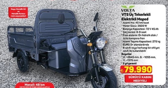 Volta Vt5 Üç Tekerlekli Elektrikli Moped