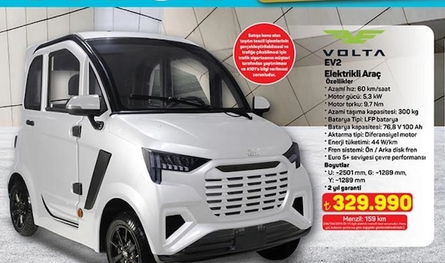Volta Ev2 Elektrikli Araç
