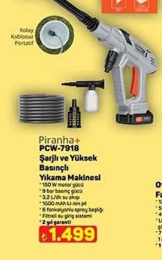 Piranha+ Pcw-7918 Şarjlı Ve Yüksek Basınçlı Yıkama Makinesi