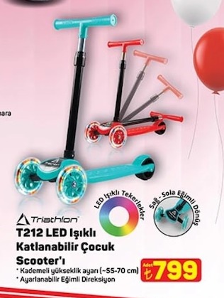 Triathlon T212 Led Işıklı Katlanabilir Çocuk Scooter'I