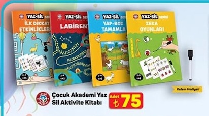 Çocuk Akademi Yaz Sil Aktivite Kitabı