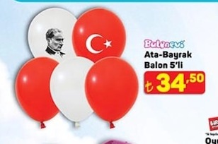 Bulutnevi Ata-Bayrak Balon 5'Li