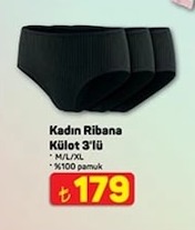 Kadın Ribana Külot 3'Lü
