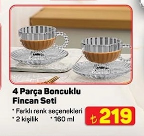 4 Parça Boncuklu Fincan Seti