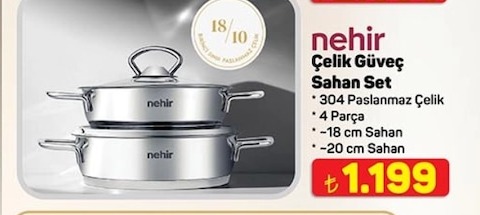 Nehir Çelik Güveç Sahan Seti 4 Parça