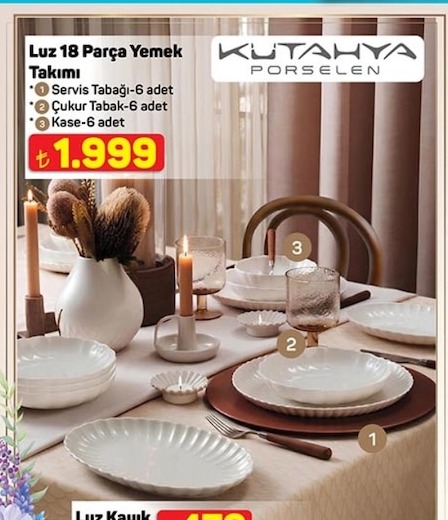 Kütahya Porselen Luz 18 Parça Yemek Takımı