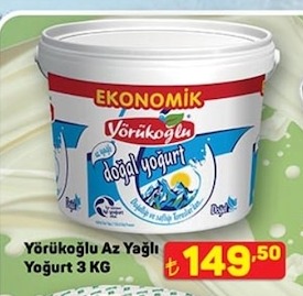 Yörükoğlu Az Yağlı Yoğurt 3 Kg