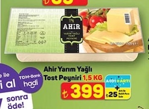 Ahir Yarım Yağlı Tost Peyniri 1,5 Kg