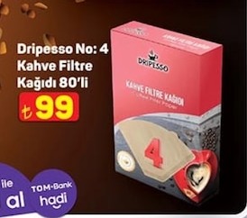 Dripesso No: 4 Kahve Filtre Kağıdı 80'Li