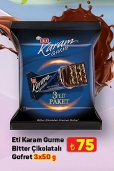 Eti Karam Gurme Bitter Çikolatalı Gofret 3X50 G
