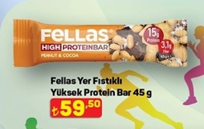 Fellas Yer Fıstıklı Yüksek Protein Bar 45 G