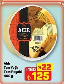 Ahir Tam Yağlı Tost Peyniri 400 G