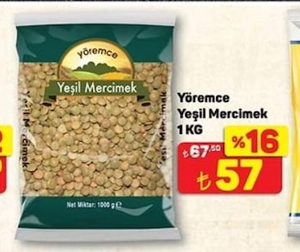 Yöremce Yeşil Mercimek 1 Kg