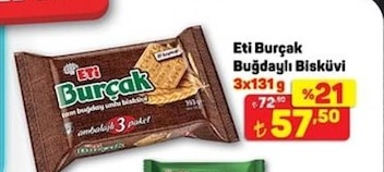 Eti Burçak Buğdaylı Bisküvi 3X131 G