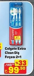 Colgate Extra Clean Diş Fırçası 2+1