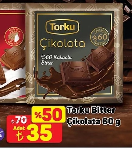 Torku Bitter Çikolata %60 Kakaolu 60 G