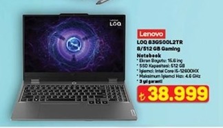Lenovo Loq 83Gsool2Tr 15.6Inc 512 Gb Gaming Notebook