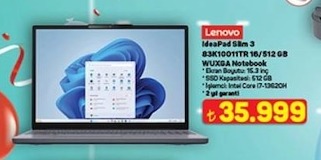 Lenovo Ideapad Slim 3 83K10011Tr 16/512 Gb Wuxga Notebook