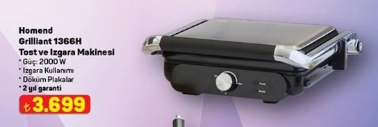 Homend Grillant 1366H Tost Ve Izgara Makinesi