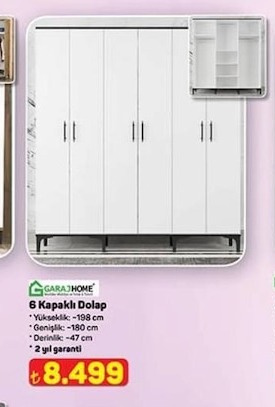Garajhome 6 Kapaklı Dolap