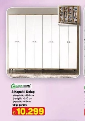 Garajhome 8 Kapaklı Dolap