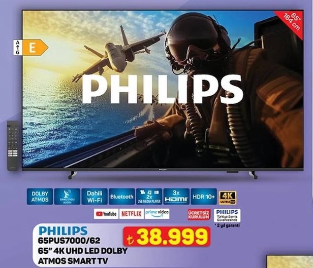 Philips 65Pus7000/62 65' 4K Uhd Led Dolby Atmos Smart Tv