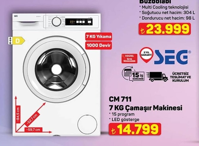 Seg Cm 711 7 Kg Çamaşır Makinesi