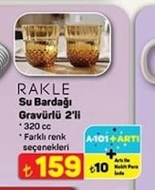 Rakle Su Bardağı Gravürlü 2'Li