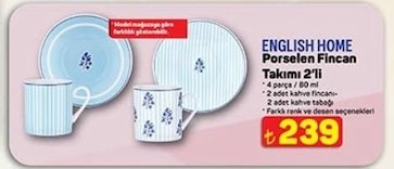 English Home Porselen Fincan Takımı 2'Li