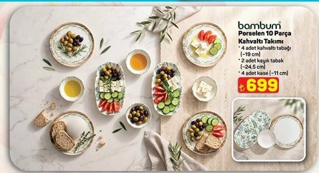 Bambum Porselen 10 Parça Kahvaltı Takımı