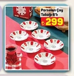 Porselen Çay Tabağı 6'Lı