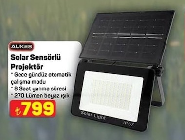 Aukes Solar Sensörlü Projektör