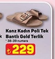 Kanz Kadın Poli Tek Bantlı Gold Terlik