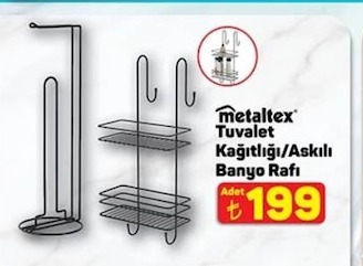 Metaltex Tuvalet Kağıtlığı/Askılı Banyo Rafı